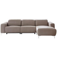 ECKSOFA Echtleder Taupe  - Taupe/Chromfarben, Design, Leder/Metall (292/177cm) - Pure Home Lifestyle