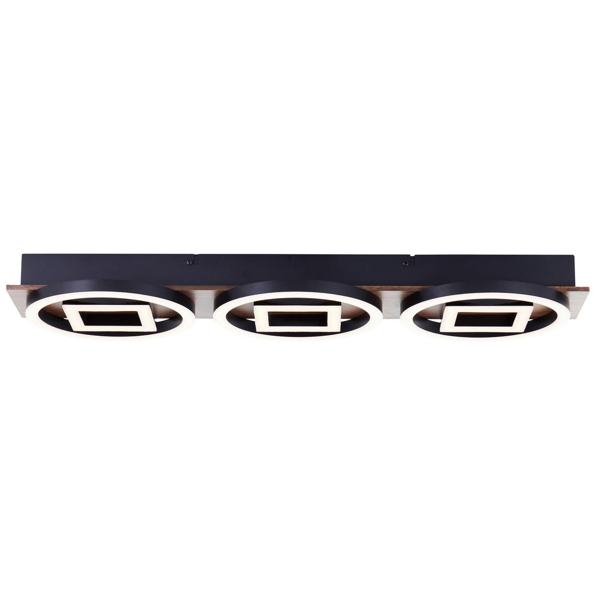 LED-DECKENLEUCHTE    67/6,5/20 cm  - Eiche dunkel/Schwarz, Design, Holz/Kunststoff (67/6,5/20cm) - Brilliant