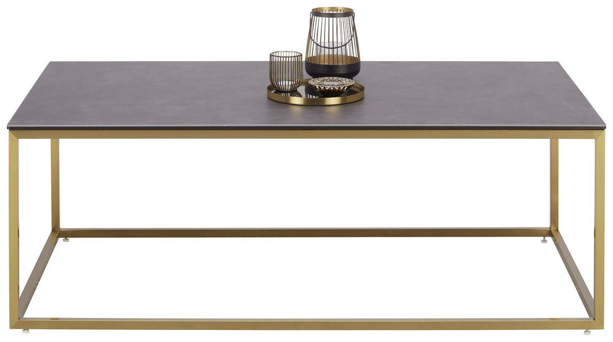 Măsuță De Cafea din metal, sticlă, ceramică, 120/70/42 cm   - auriu/negru, Trend, ceramică/sticlă (120/70/42cm) - Novel