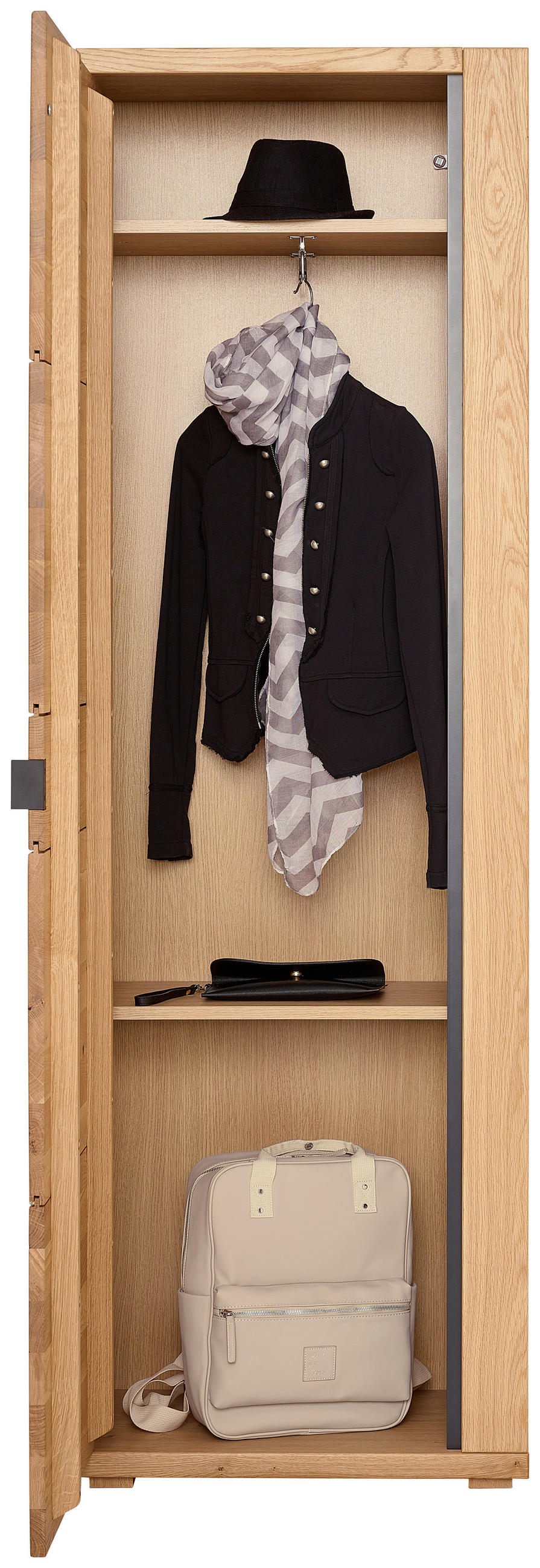 GARDEROBENSCHRANK  in 62/196/38 cm  - Wildeiche/Anthrazit, Natur, Holz/Holzwerkstoff (62/196/38cm) - Linea Natura