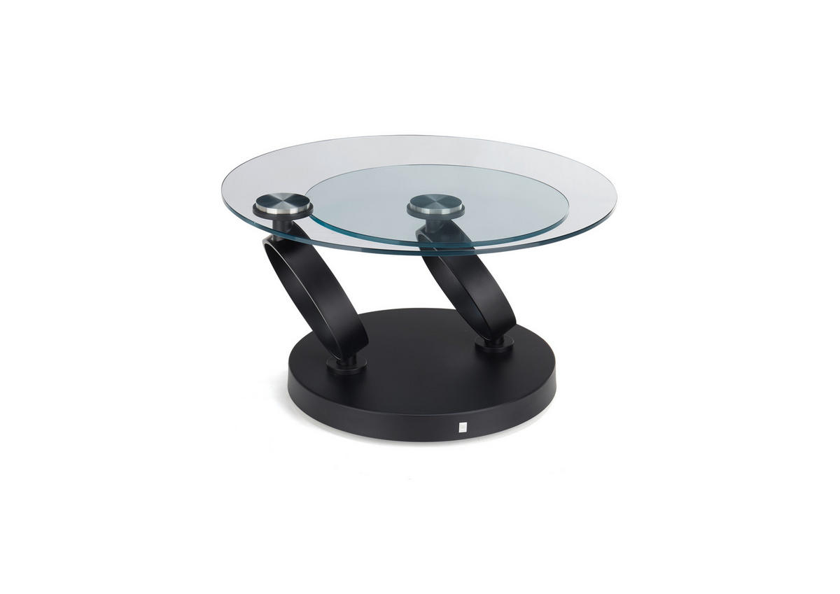 COUCHTISCH FABIA Klarglas 80-135/80/43 cm rund Klar, Schwarz  - Klar/Schwarz, Design, Glas/Metall (80-135/80/43cm) - Musterring