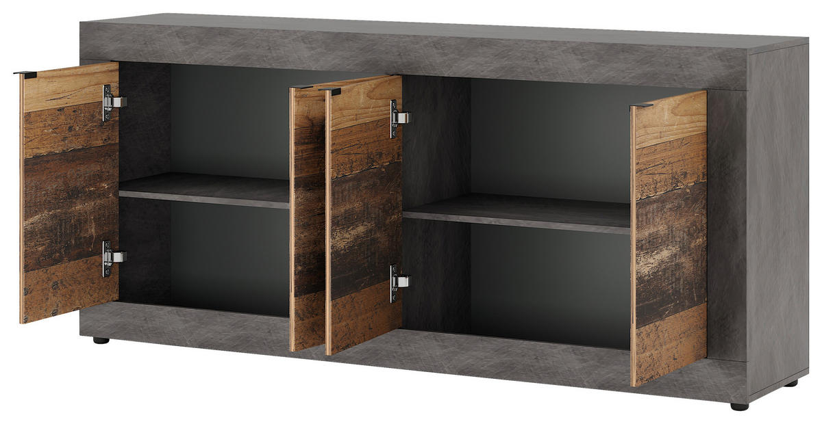 SIDEBOARD  in 180/86/42 cm  - Alteiche/Schwarz, Design, Holzwerkstoff/Kunststoff (180/86/42cm) - MID.YOU