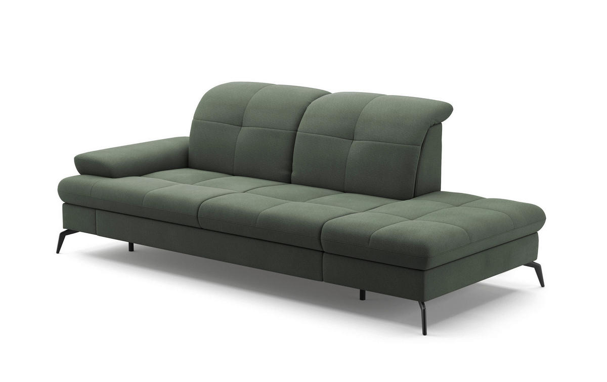 RÉCAMIERE in Flachgewebe Grün  - Schwarz/Grün, Konventionell, Textil/Metall (231/90/122cm) - Sit & More