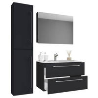 BADEZIMMER 4-teilig  in 93 cm  - Weiss/Alufarben, Modern, Keramik/Holzwerkstoff (93cm) - MID.YOU