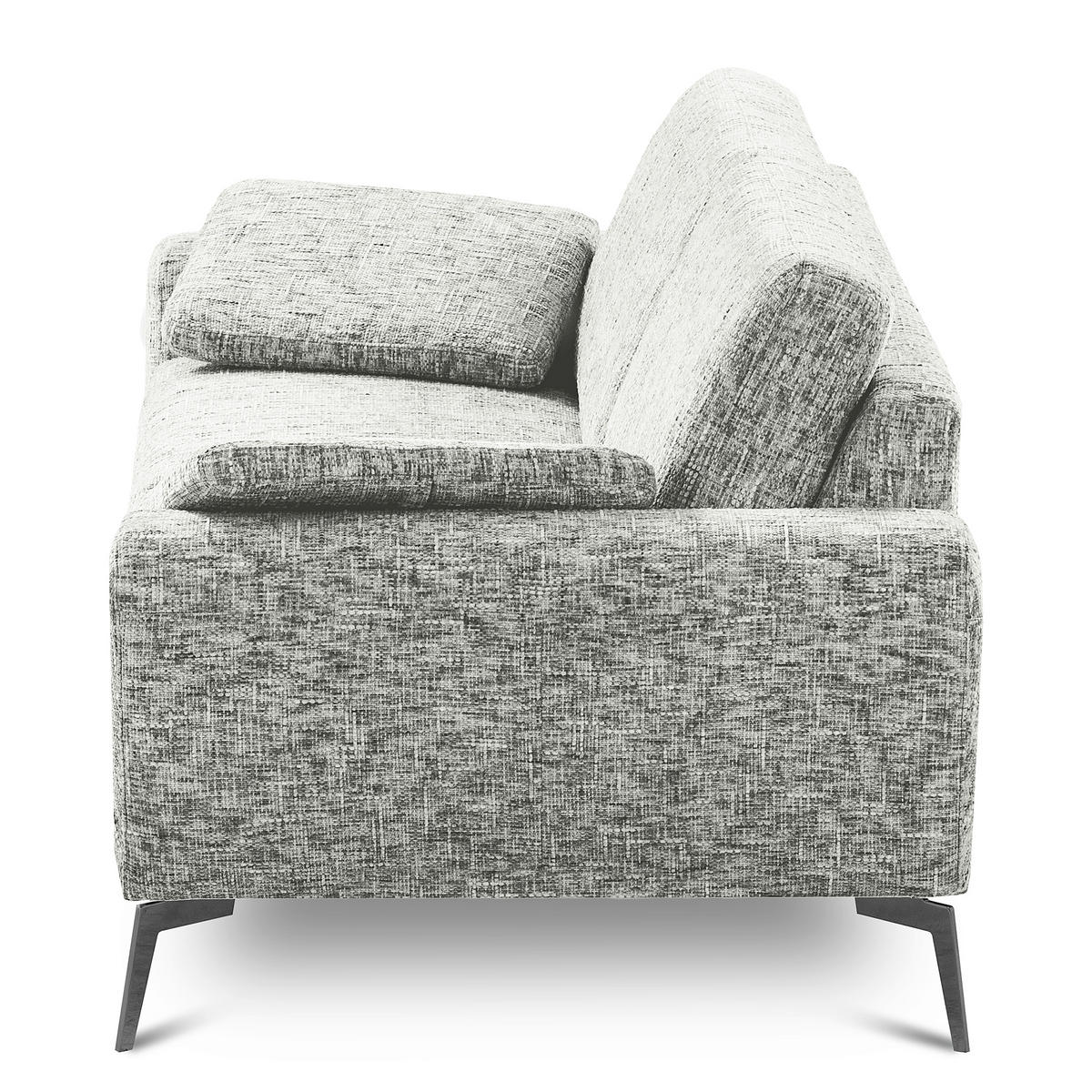 2-SITZER-SOFA Webstoff Grau  - Schwarz/Grau, Design, Textil/Metall (157/85/92cm) - Livetastic