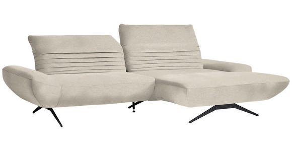ECKSOFA  in Teddystoff Creme  280/170-195 cm  - Creme/Schwarz, Design, Textil/Metall (280/170-195cm) - Dieter Knoll