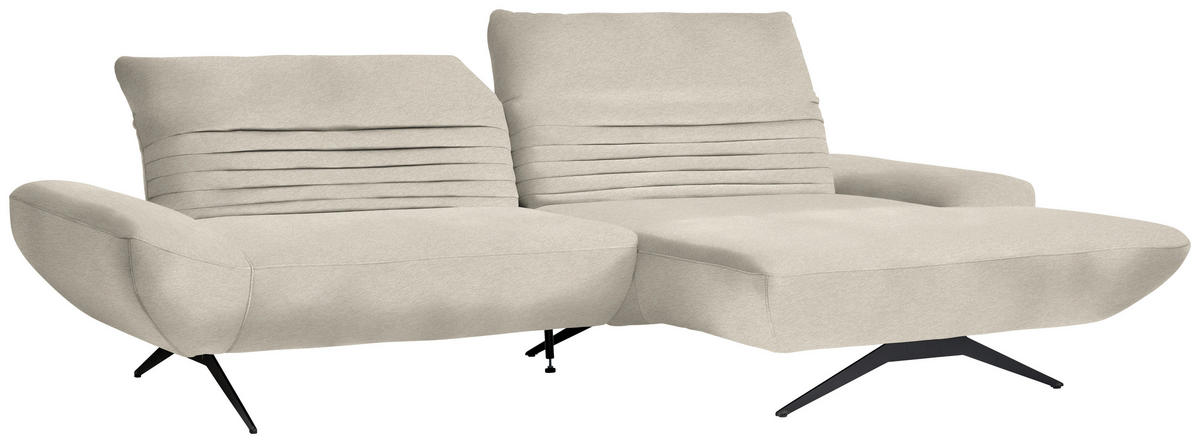 ECKSOFA  in Teddystoff Creme  280/170-195 cm  - Creme/Schwarz, Design, Textil/Metall (280/170-195cm) - Dieter Knoll