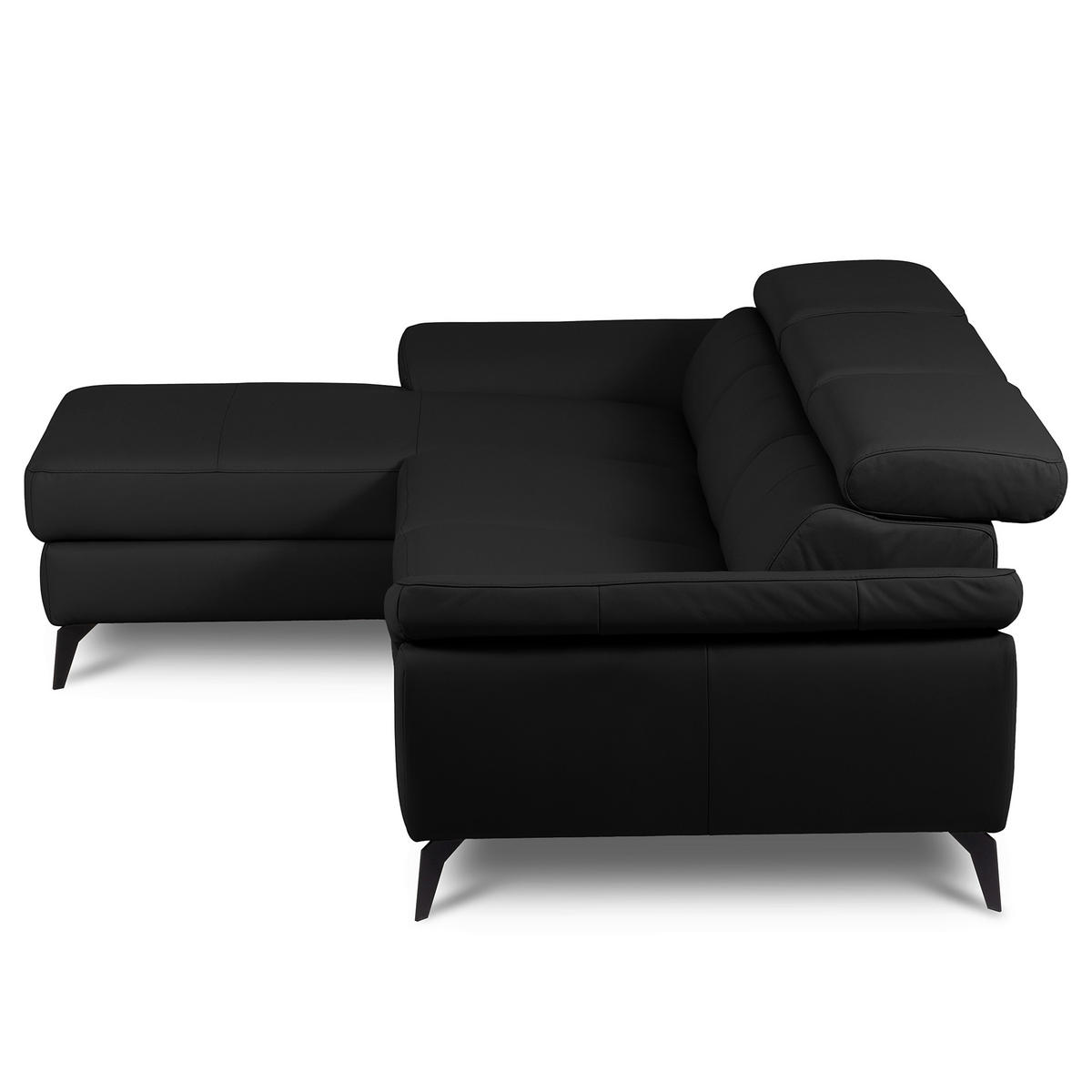 ECKSOFA  in Lederlook Echtleder Schwarz  - Schwarz, Design, Leder/Textil (179/252cm) - Livetastic