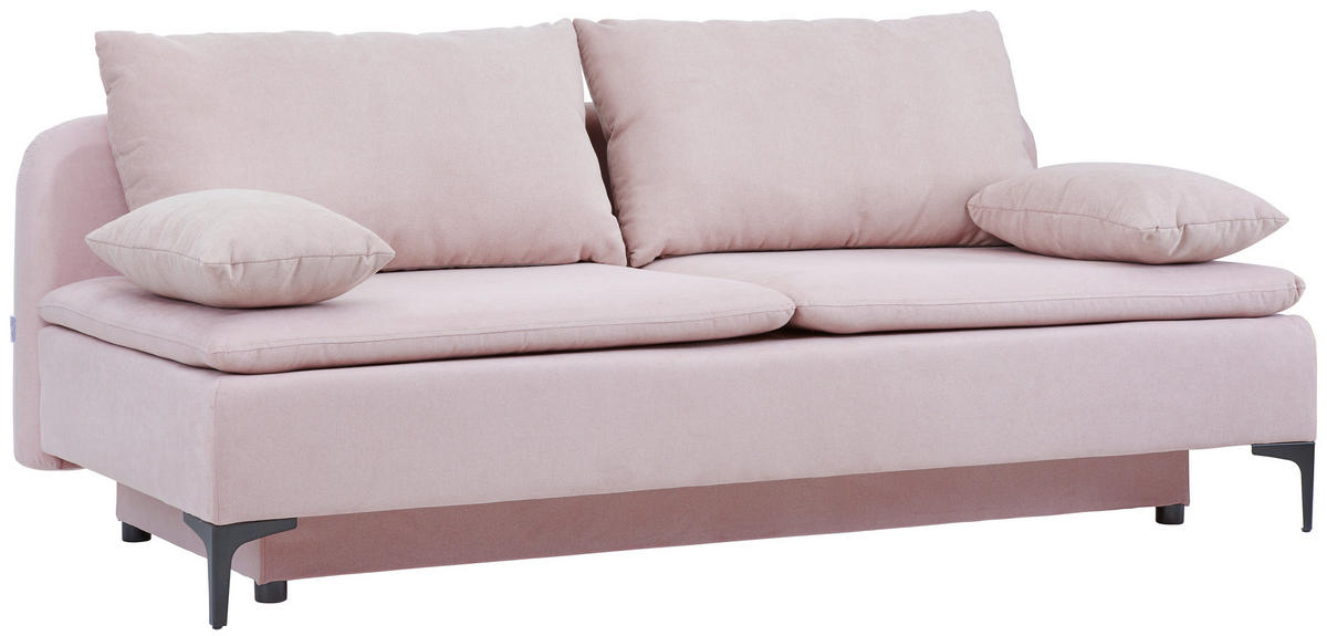 SCHLAFSOFA in Flachgewebe Rosa  - Schwarz/Rosa, Design, Textil/Metall (203/75/100cm) - MID.YOU