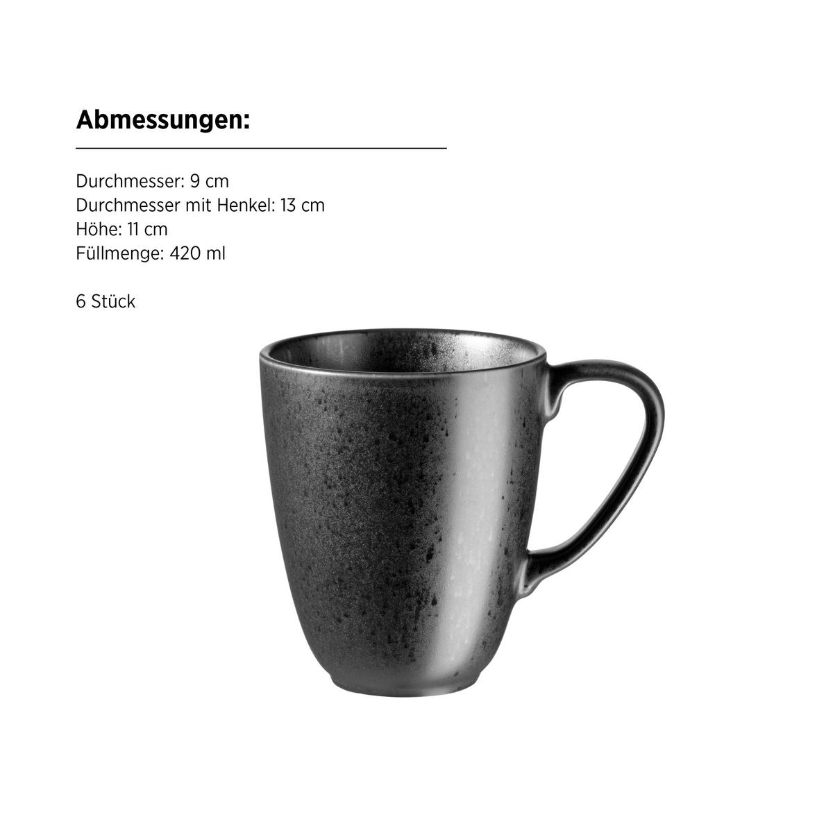 TASSENSET ESSENTIAL 6-teilig  - Schwarz, Basics, Keramik (9/11cm) - Mäser