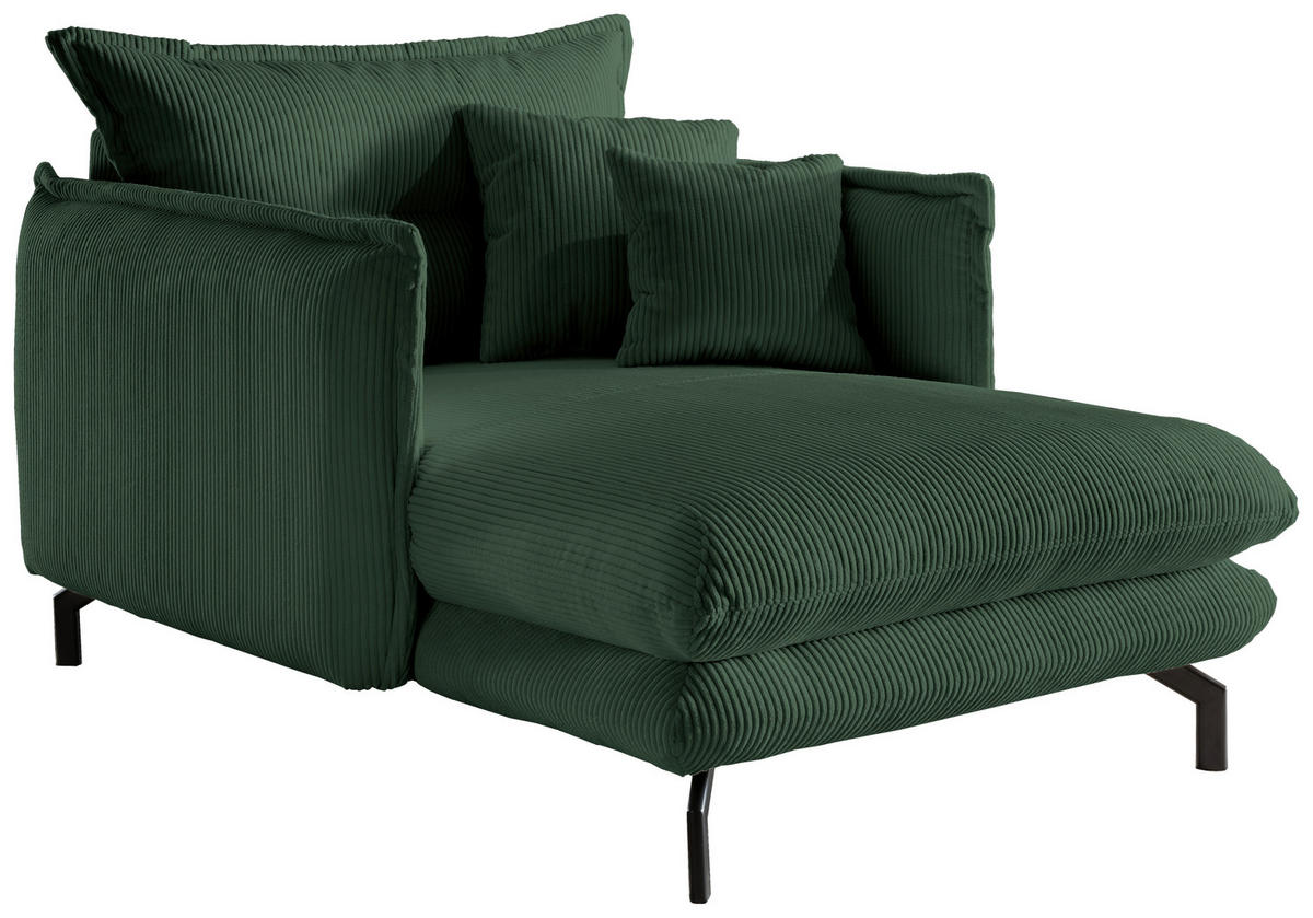 XXL-SESSEL Cord Grün    - Schwarz/Grün, MODERN, Textil/Metall (111/101/167cm) - Livetastic