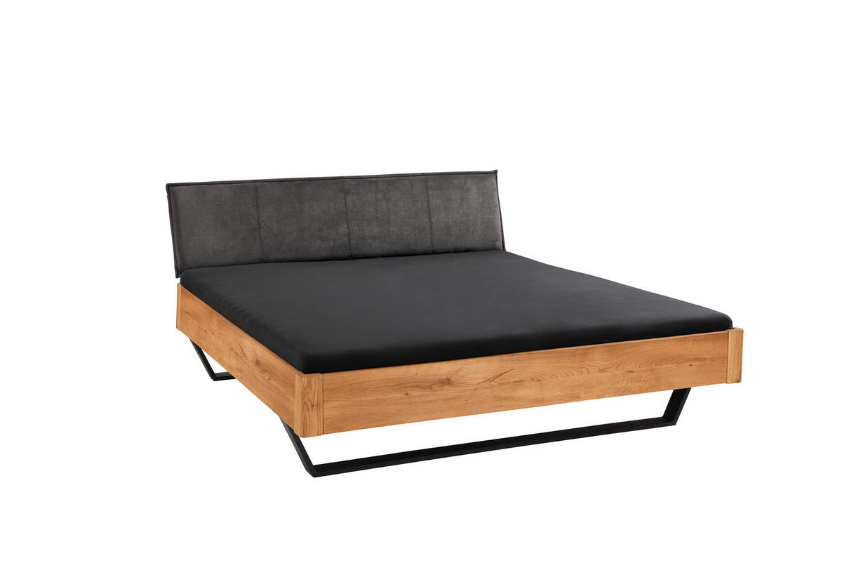 BALKENBETT 180/200 cm  in Wildeiche  - Wildeiche/Anthrazit, Natur, Holz/Metall (180/200cm) - Linea Natura