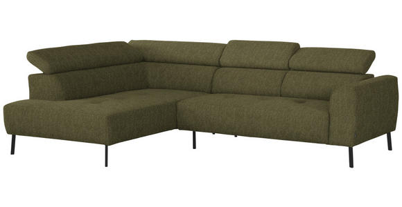 ECKSOFA in Webstoff Olivgrün 205/280 cm - Schwarz/Olivgrün, Design, Textil/Metall (205/280cm) - Xora