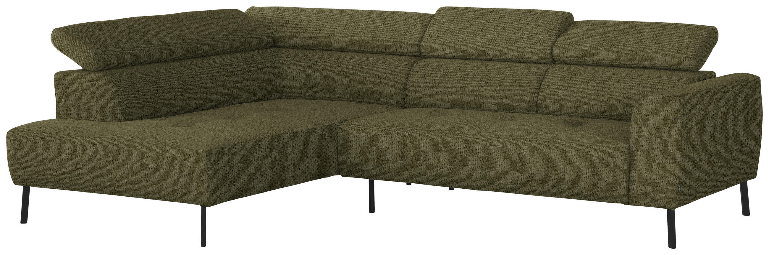ECKSOFA in Webstoff Olivgrün  205/280 cm  - Schwarz/Olivgrün, Design, Textil/Metall (205/280cm) - Xora