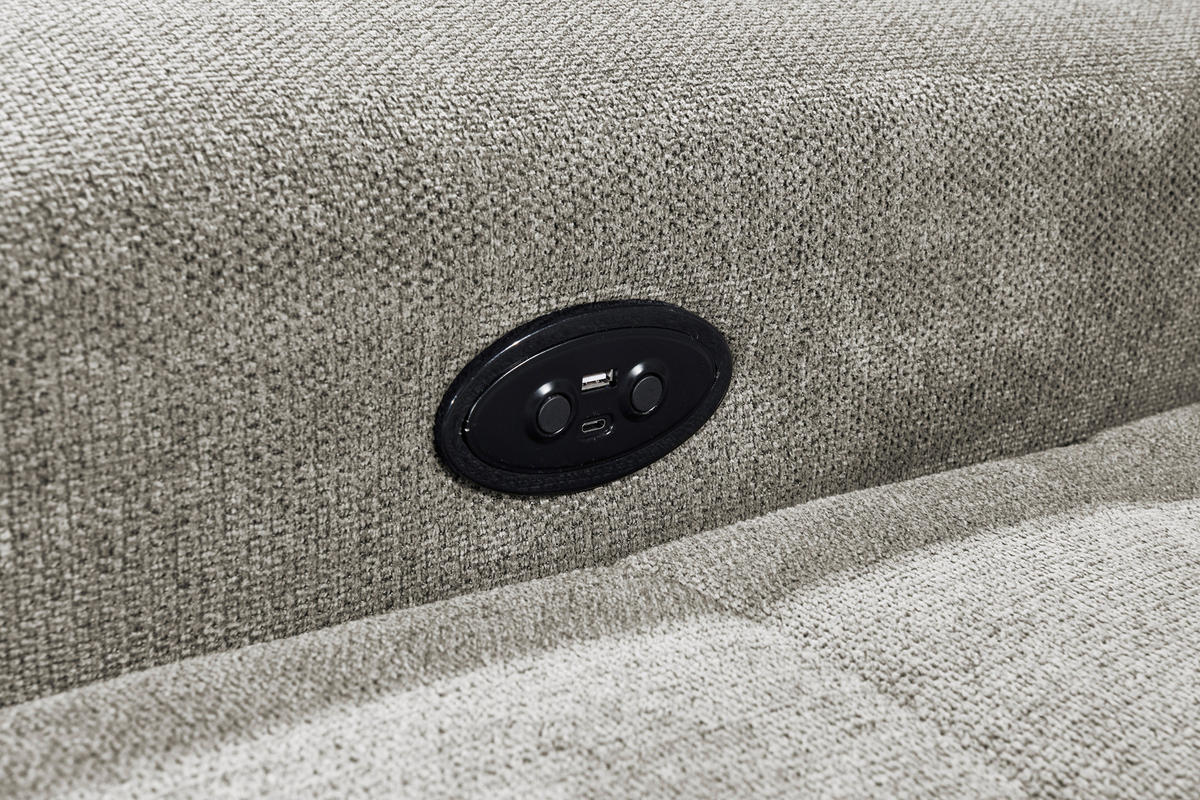 ECKSOFA in Webstoff Taupe  - Taupe/Schwarz, Konventionell, Kunststoff/Textil (282/200cm) - MID.YOU