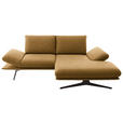 ECKSOFA  in Flachgewebe Currygelb Rücken echt, Armteilverstellung, Drehsitzfunktion  234/155 cm  - Currygelb/Schwarz, Design, Textil/Metall (234/155cm) - Dieter Knoll