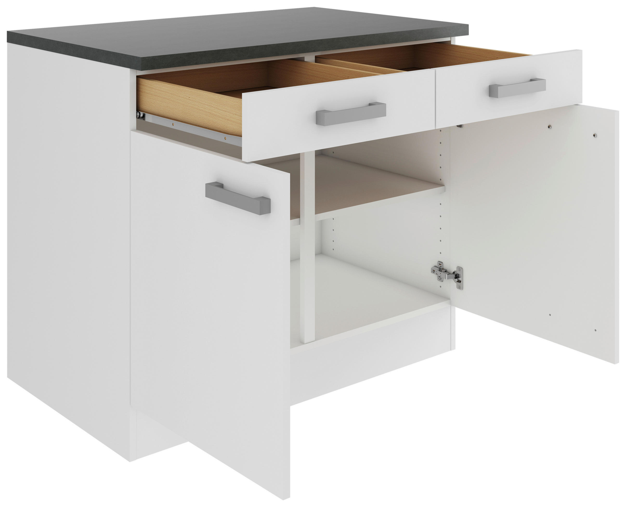 KÜCHENUNTERSCHRANK 100/84,8/60 cm  in Weiß  - Anthrazit/Buchefarben, Basics, Holzwerkstoff/Metall (100/84,8/60cm) - Optifit