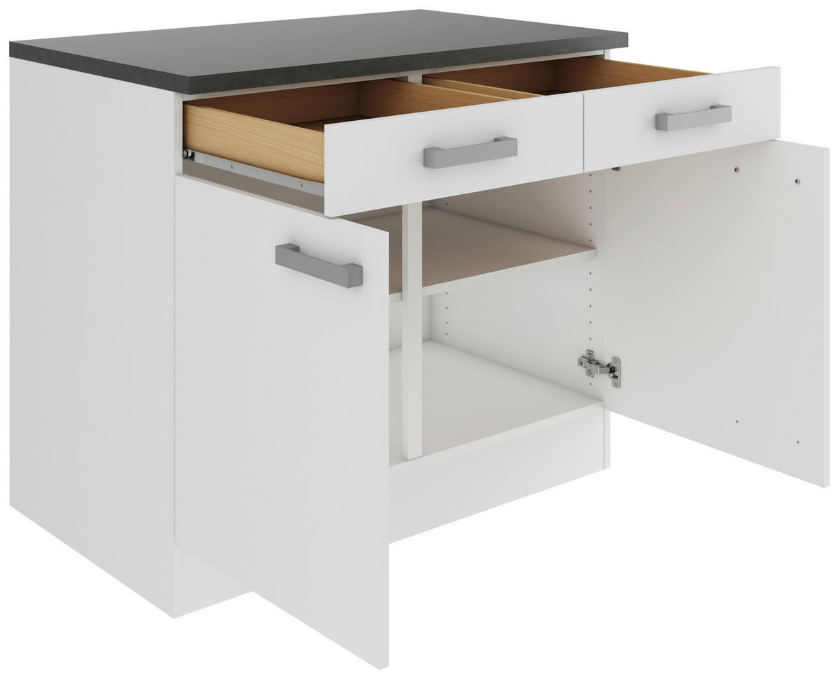 KÜCHENUNTERSCHRANK 100/84,8/60 cm  in Weiß  - Anthrazit/Buchefarben, Basics, Holzwerkstoff/Metall (100/84,8/60cm) - Optifit