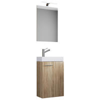 GÄSTEBAD - Weiss/Sonoma Eiche, Modern, Keramik/Holzwerkstoff (41cm) - MID.YOU