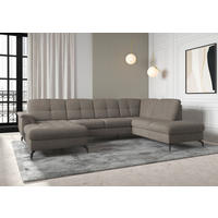 WOHNLANDSCHAFT Schlammfarben Flachgewebe  - Schlammfarben/Schwarz, MODERN, Textil/Metall (164/319/212cm) - Sit & More