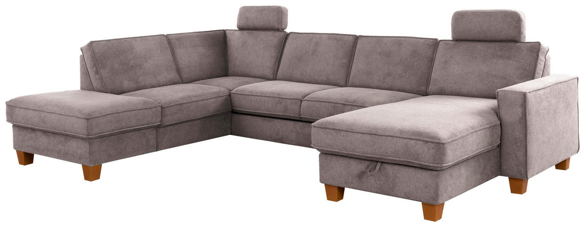 WOHNLANDSCHAFT in Flachgewebe Taupe  - Taupe/Eichefarben, Konventionell, Holz/Textil (213/309/161cm) - Sit & More