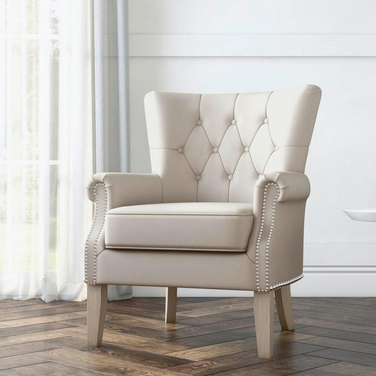 OHRENSESSEL Akzent Beige  - Beige/Naturfarben, Design, Textil (73/86/75cm) - MID.YOU