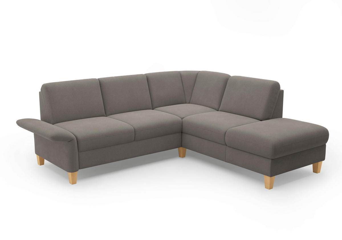 ECKSOFA ROCHELLE E Graphitfarben Flachgewebe  - Eichefarben/Graphitfarben, KONVENTIONELL, Holz/Textil (240/216cm) - Sit & More