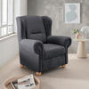 OHRENSESSEL in Mikrofaser Anthrazit  - Wildeiche/Anthrazit, Konventionell, Holz/Textil (92/102/89cm) - Livetastic