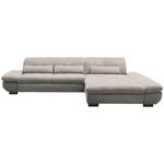 ECKSOFA in Mikrofaser Ecru  - Ecru/Schwarz, Design, Textil/Metall (341/204cm) - Xora