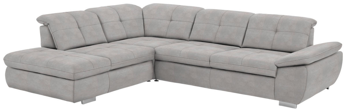 ECKSOFA in Mikrofaser Ecru  260/318 cm  - Ecru/Silberfarben, Design, Textil/Metall (260/318cm) - Beldomo Speed