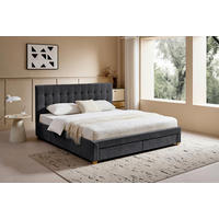 POLSTERBETT 140/200 cm, inkl. gepolstertes Kopfteil, Lattenrost, Bettschubladen,  in Dunkelgrau  - Dunkelgrau/Naturfarben, Design, Holz/Textil (140/200cm) - Boxxx