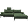 ECKSOFA in Webstoff Grün  260/192 cm  - Schwarz/Grün, Design, Textil/Metall (260/192cm) - MID.YOU