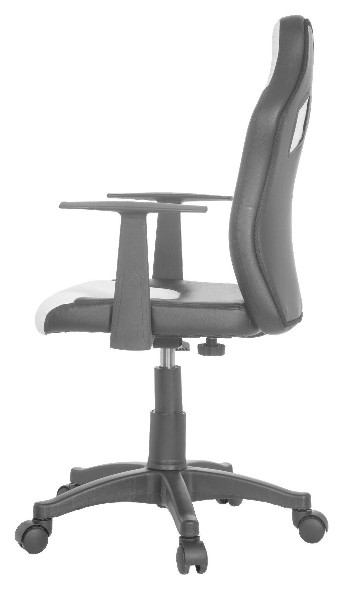 JUGENDDREHSTUHL Schwarz, Weiß  - Schwarz/Weiß, Basics, Kunststoff (54/90-100/48cm) - MID.YOU