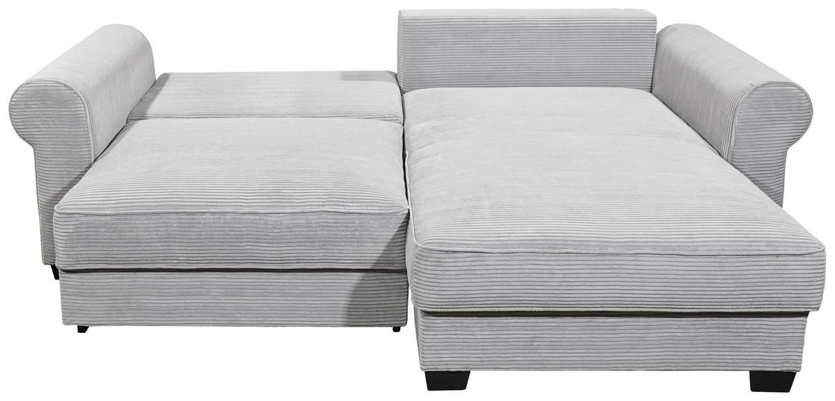 ECKSOFA in Cord Grau  - Schwarz/Grau, Basics, Kunststoff/Textil (255/92/185cm) - MID.YOU