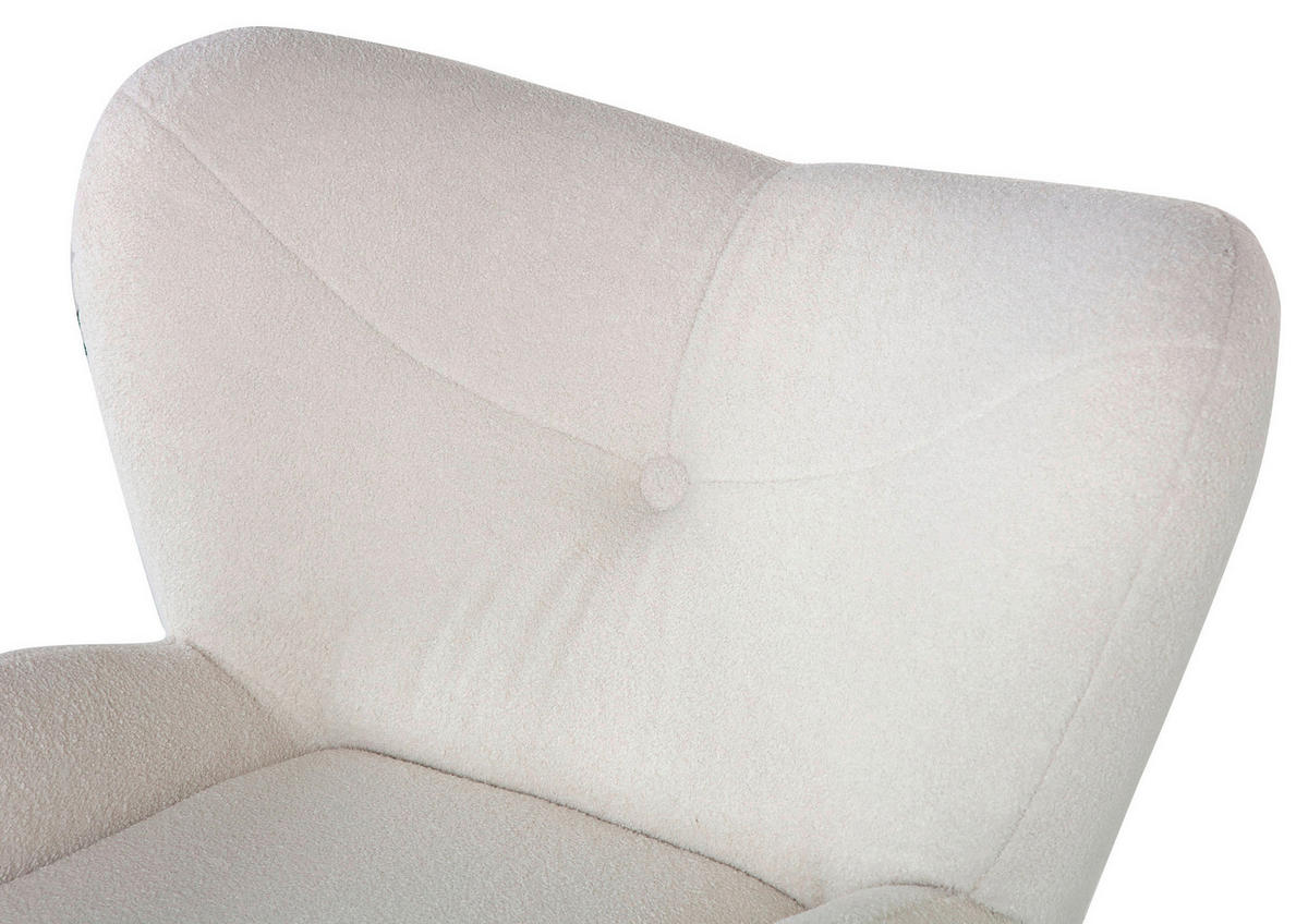 SESSEL in Plüsch Weiss  - Weiss/Eichefarben, Design, Textil (90/93/92cm) - Livetastic