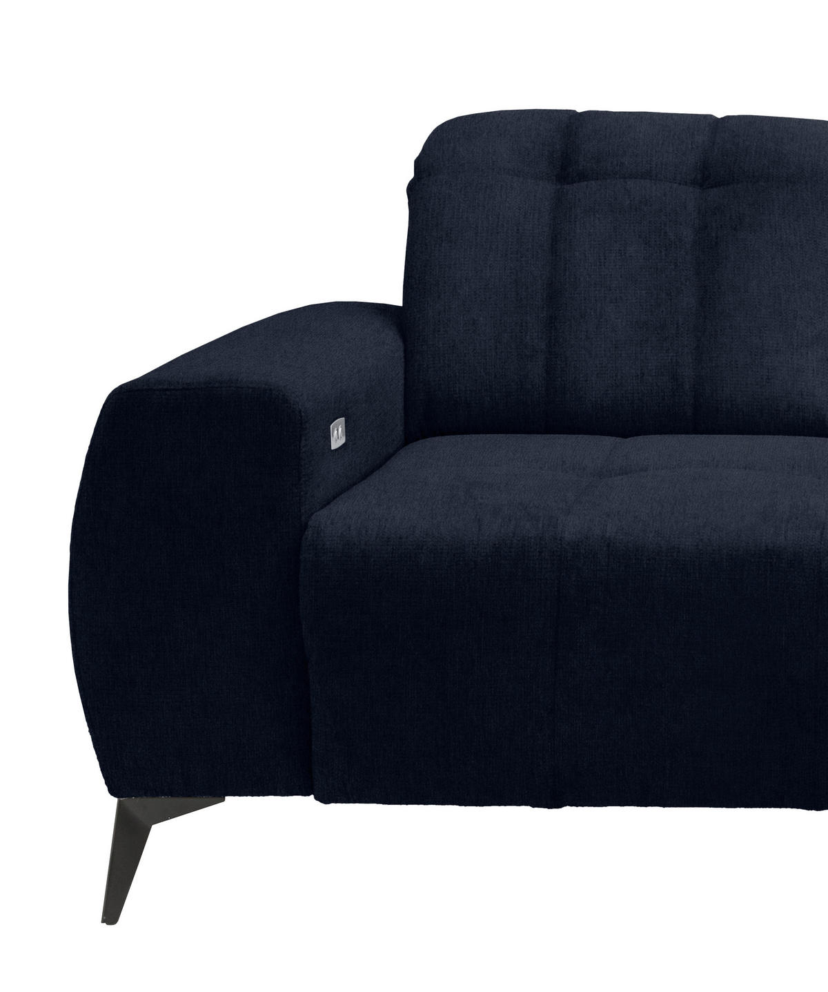 ECKSOFA Dunkelblau Mikrofaser  - Schwarz/Dunkelblau, MODERN, Textil/Metall (261/200cm) - Livetastic