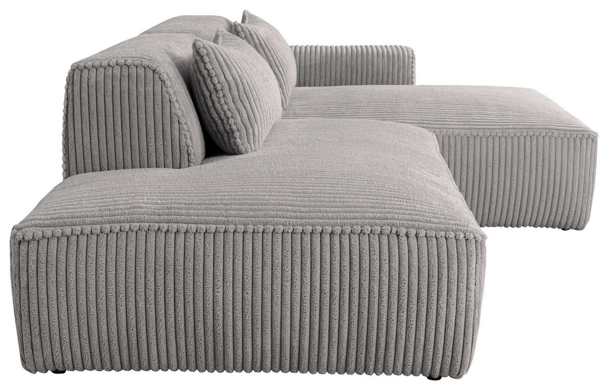 ECKSOFA BILLUND Grau Cord Nierenkissen  - Schwarz/Grau, KONVENTIONELL, Kunststoff/Textil (294/165cm) - Livetastic