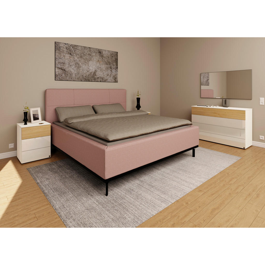 Thumbnail - Musterring Polsterbett, Altrosa, Textil, Birke, Buche, massiv, H2, Höhe ca. 20 cm, 180x200 cm, atmungsaktiv,Bettkasten, ...