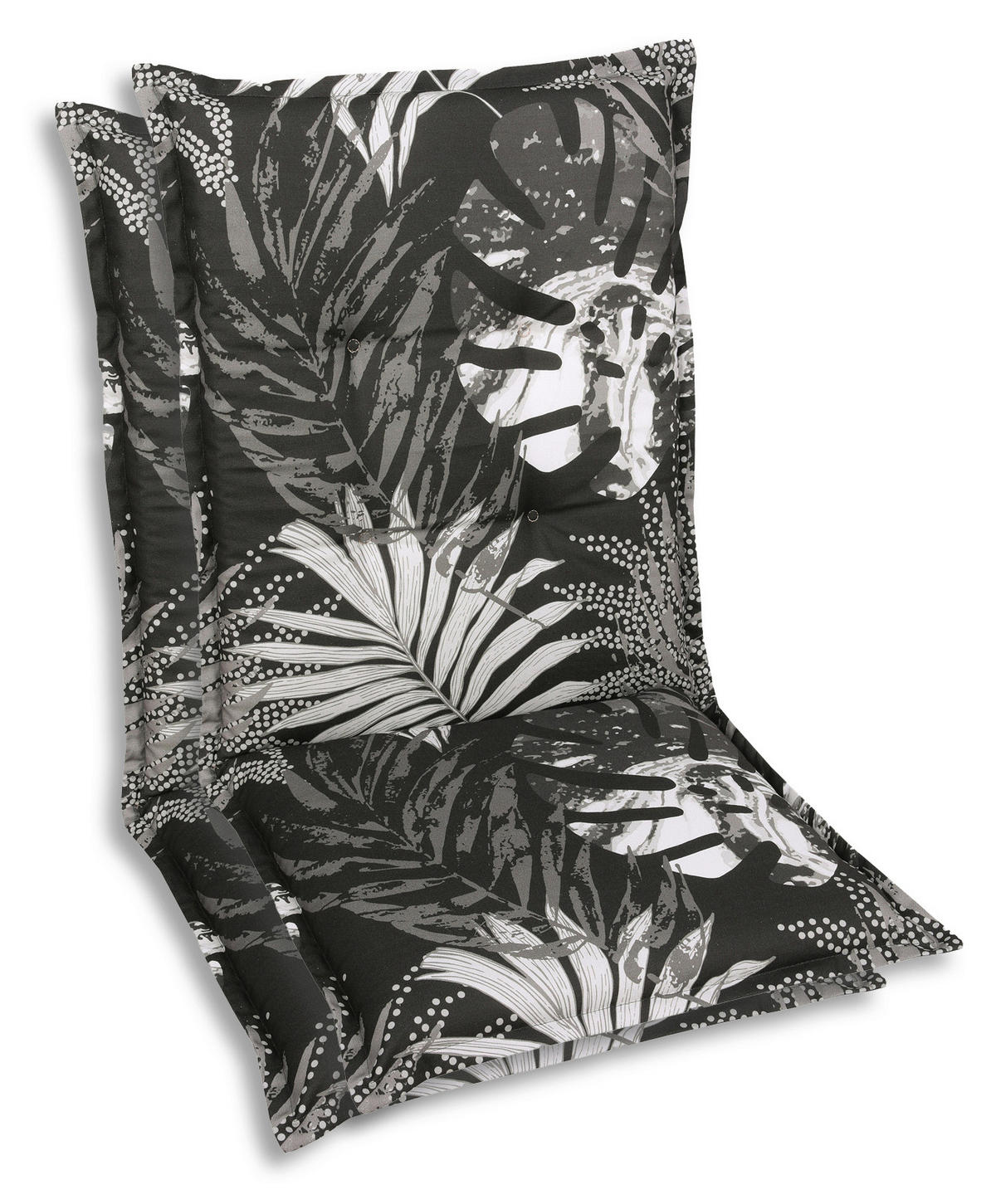 SESSELAUFLAGENSET in Grau, Schwarz, Weiß Blätter  - Schwarz/Weiß, Basics, Textil (50/7/110cm)