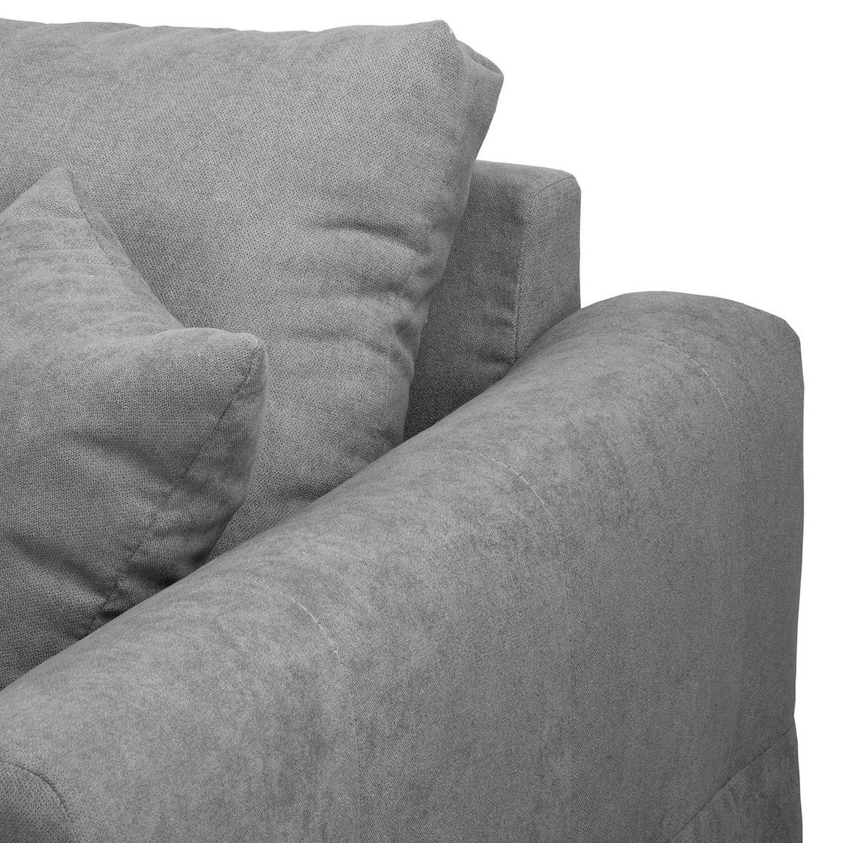 ECKSOFA inkl. Hocker Ariella Dunkelgrau Mikrofaser  - Dunkelgrau/Naturfarben, Design, Holz/Textil (161/231cm) - Livetastic