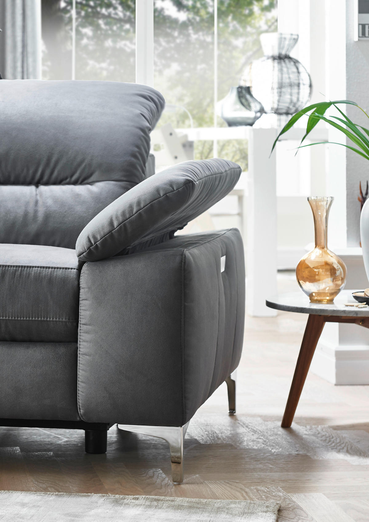 ECKSOFA in Mikrofaser Anthrazit  184/280 cm  - Anthrazit, Design, Textil (184/280cm) - Pure Home Comfort