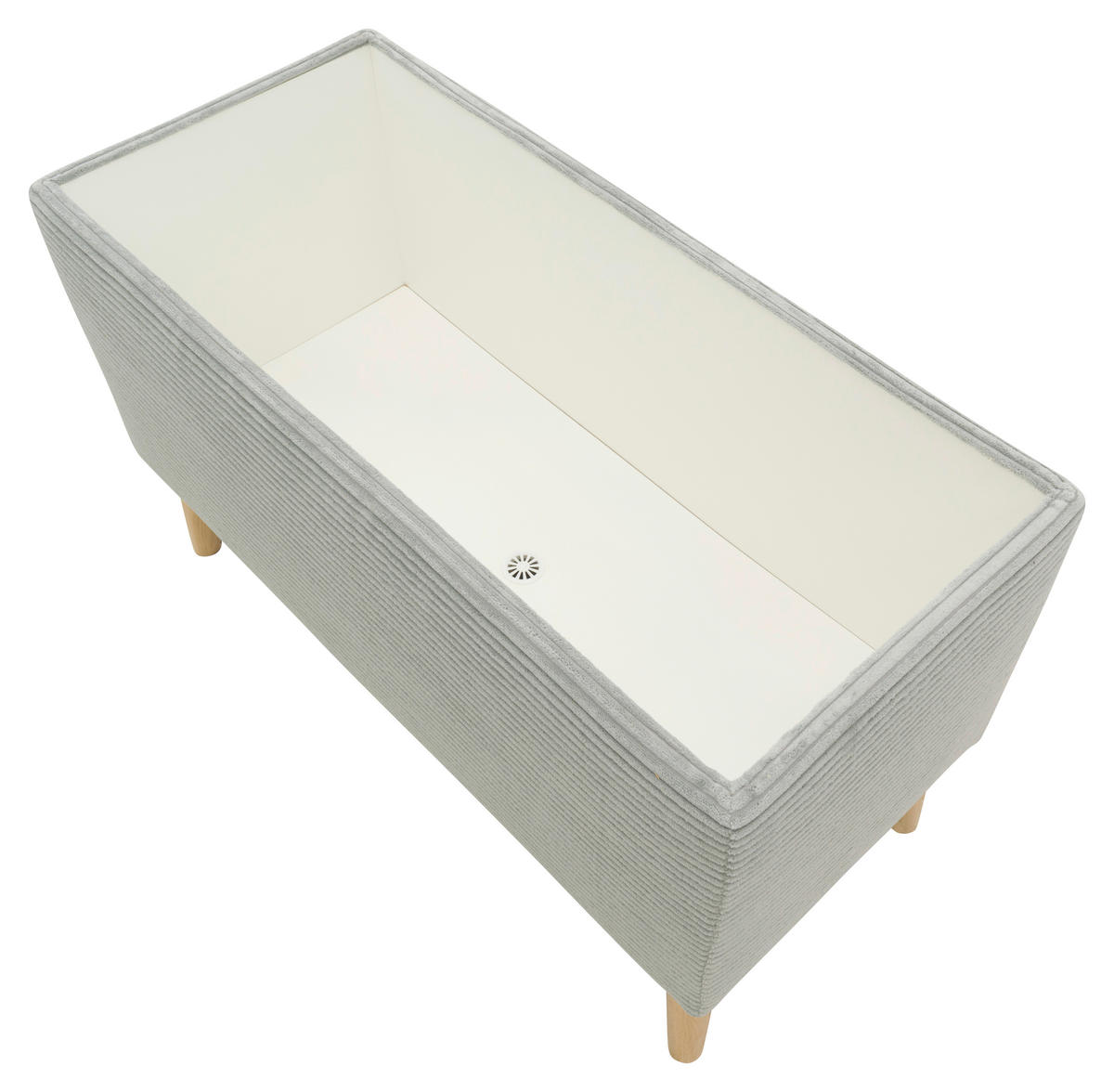 HOCKER 400 004  Cord Hellgrau  - Hellgrau/Naturfarben, Basics, Holz/Textil (91/58/41cm) - Livetastic