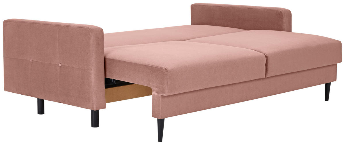 SCHLAFSOFA in Samt Rosa  - Schwarz/Rosa, Konventionell, Holz/Textil (220/95/98cm) - MID.YOU