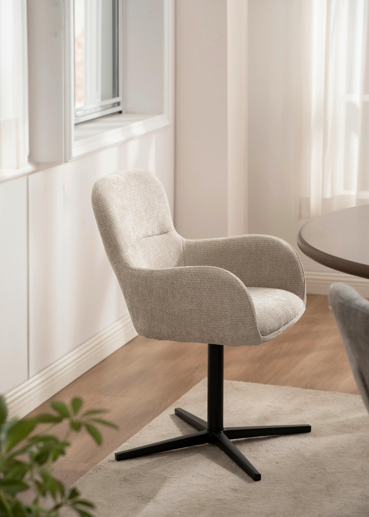 NASLANJAČ, les, kovina, tekstil bež  - črna/bež, Moderno, kovina/tekstil (57/85/63cm) - Livetastic