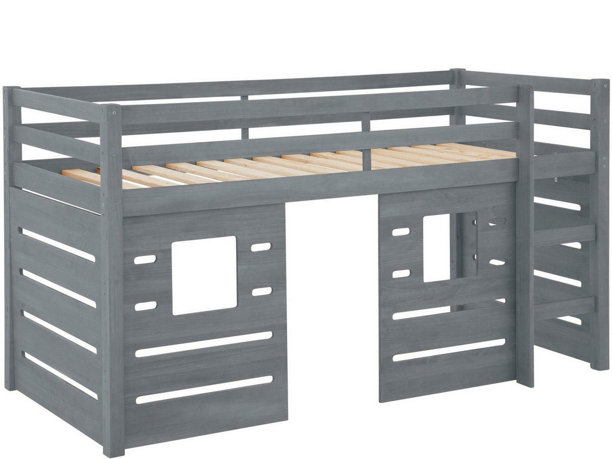 HOCHBETT 90/200 cm,  in Grau, Leiter, Lattenrost  - Naturfarben/Grau, MODERN, Holz (90/200cm) - MID.YOU