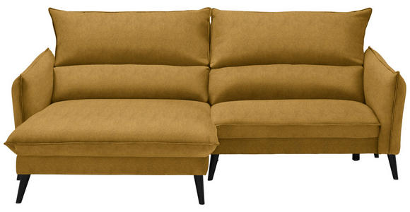 ECKSOFA in Velours Gelb  170/238 cm  - Gelb/Schwarz, Design, Holz/Textil (170/238cm) - Carryhome