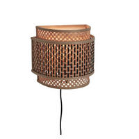WANDLEUCHTE GOOD&MOJO  24/12/21 cm   - Schwarz/Naturfarben, Trend, Holz (24/12/21cm) - Good & Mojo