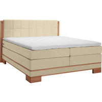 BOXSPRINGBETT 180/200 cm,  in Buchefarben, Beige, Matratze, gepolstertes Kopfteil, Topper, H2 = mittel, H3 = fest  - Beige/Buchefarben, Natur, Holz/Textil (180/200cm) - Linea Natura