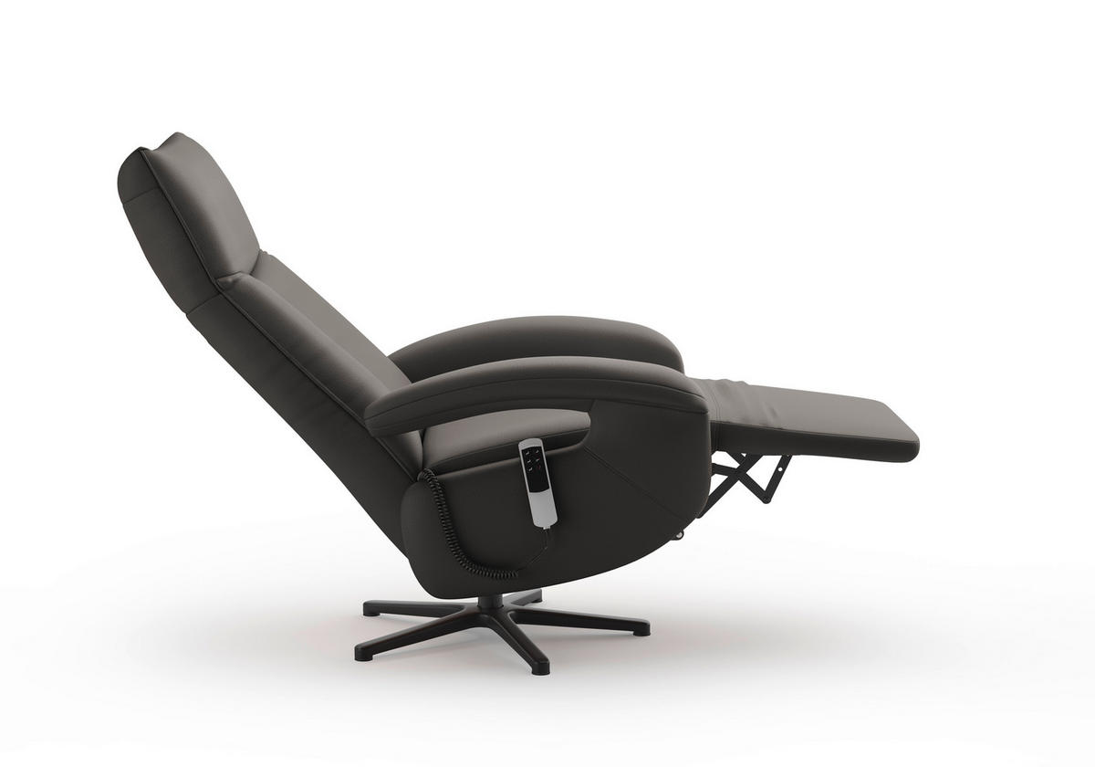 SESSEL in Echtleder Anthrazit  - Anthrazit/Schwarz, Konventionell, Leder/Metall (74/112/82cm) - Sit & More