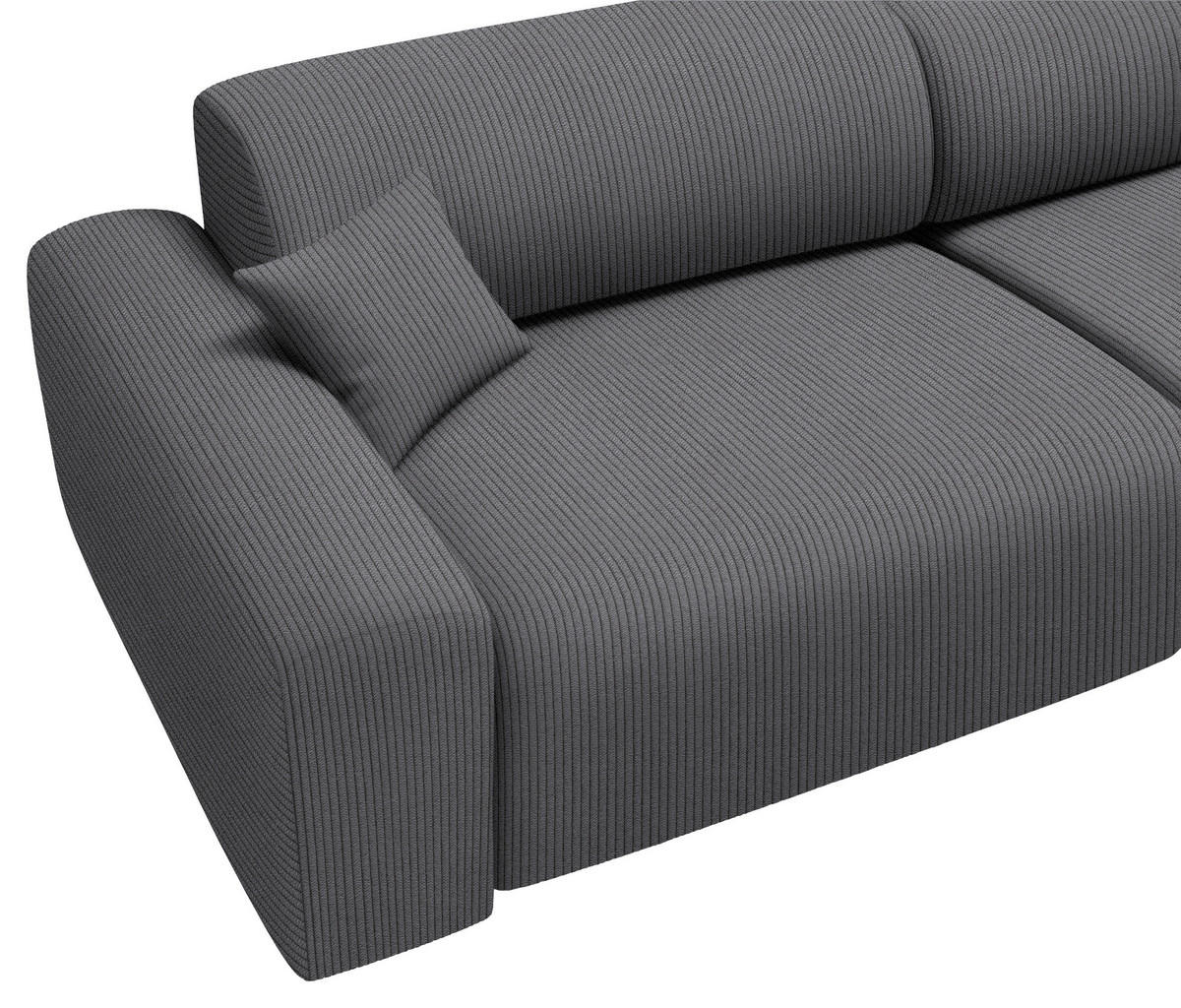 ECKSOFA in Velours, Feincord Grau  292/178 cm  - Schwarz/Grau, Design, Kunststoff/Textil (292/178cm) - home24